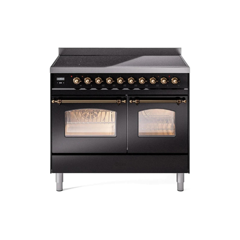 ILVE 40" Nostalgie II Series Freestanding Electric Double Oven Range with 6 Elements, Triple Glass Cool Door, Convection Oven, TFT Oven Control Display and Child Lock - UPDI406NMP