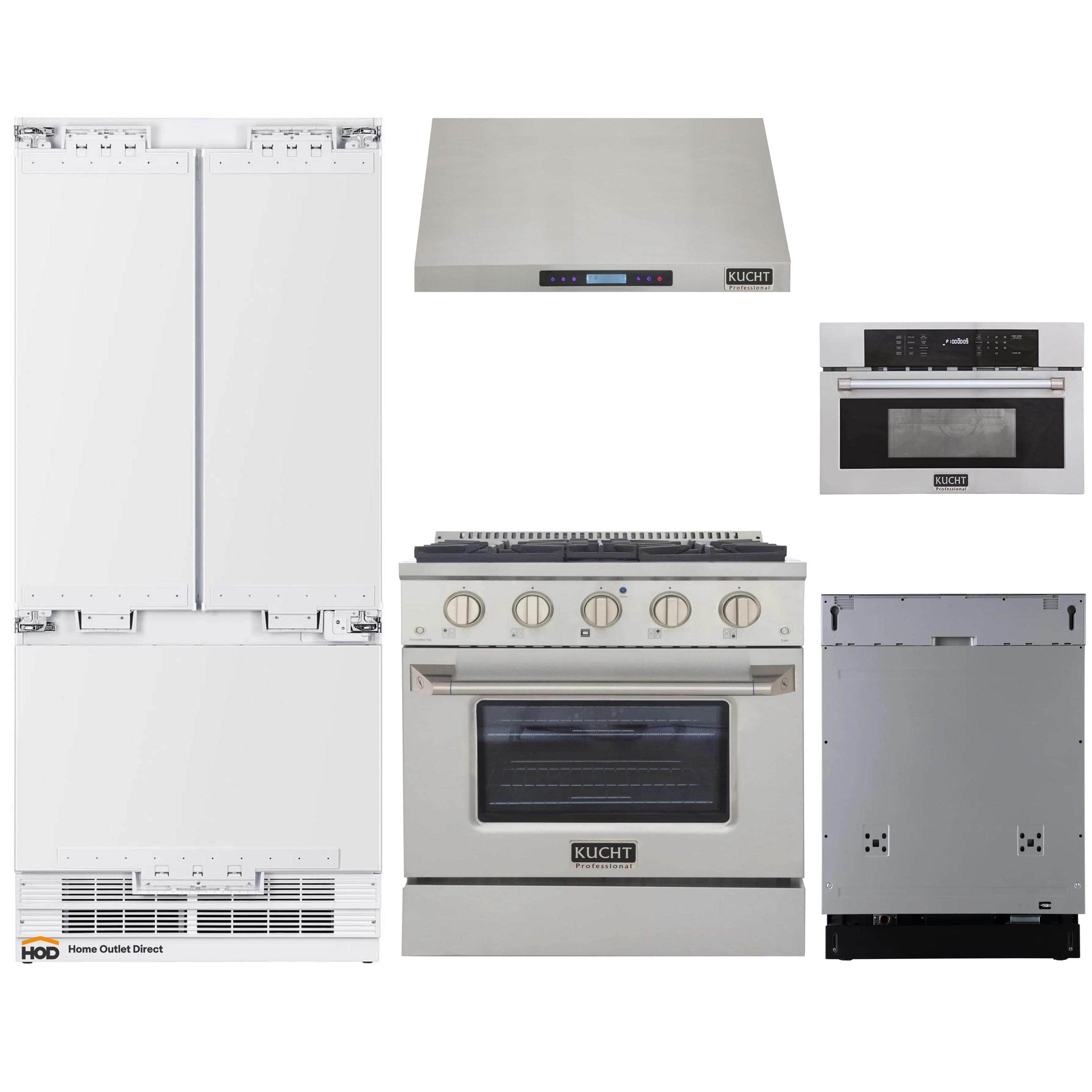 Kucht 5Piece Appliance Package 30Inch Dual Fuel Range, 36Inch Pan