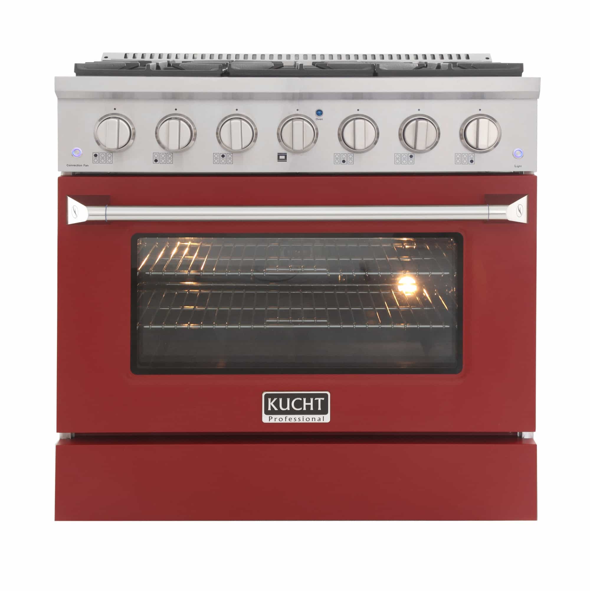 Kucht 36Inch ProStyle Dual Fuel Range in Stainless Steel with Red Ov