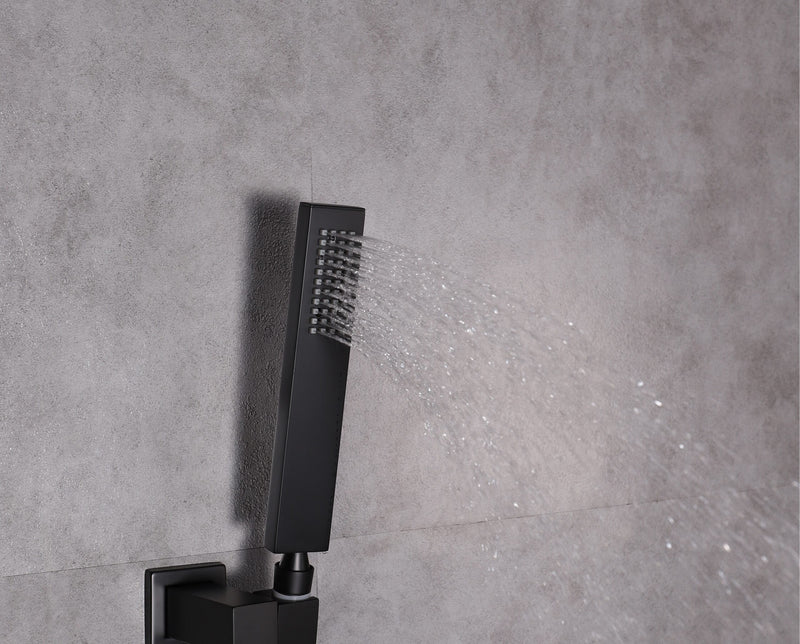 Lexora Monte Celo Set, 8" Square Rain Shower and Handheld, Matte Black LSS10011MB