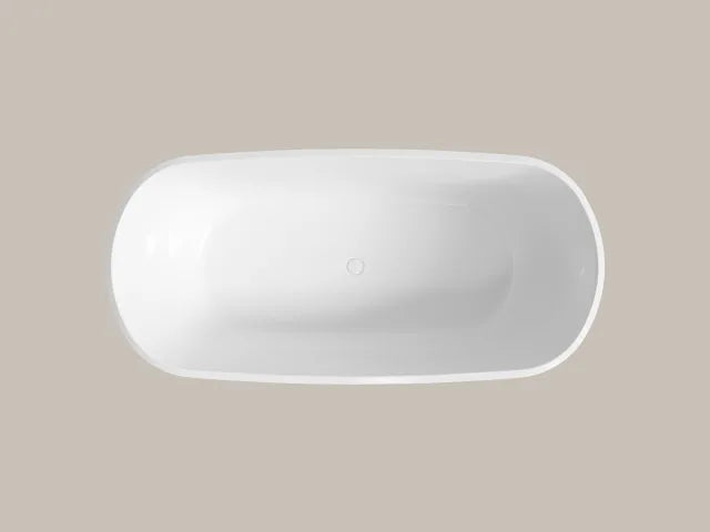 PERLATO Sona Freestanding Acrylic Tub with Glossy White Drain