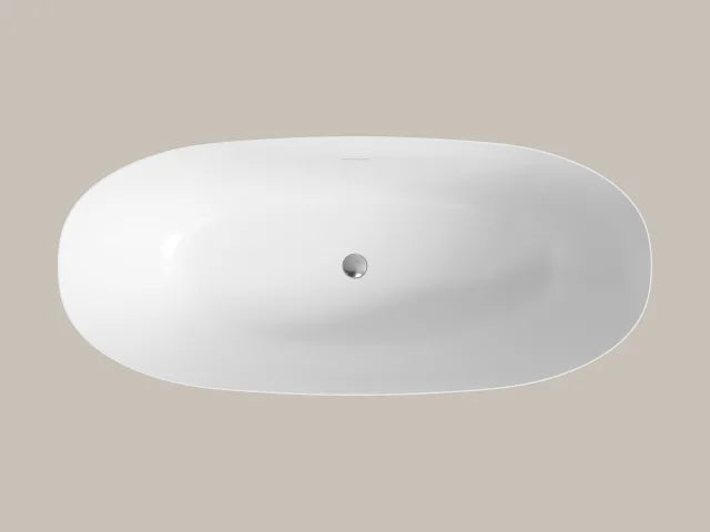 PERLATO Treviso White Satin Eco-Lapistone Freestanding Tub