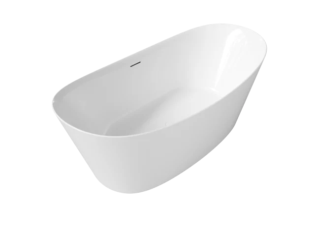 PERLATO Volos Freestanding Acrylic Tub with Glossy White Drain
