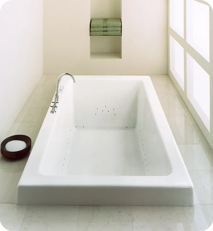 Produits Neptune Zen 66" White Customizable Drop-In Rectangular Bathtub With Armrests and 2" Top Lip - ZEN36662W