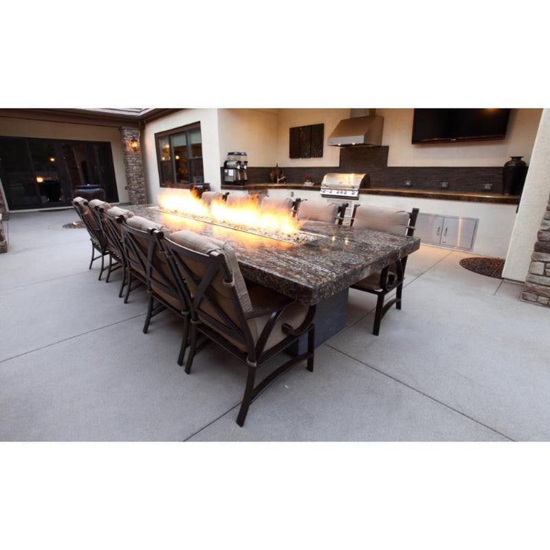 The Outdoor 120" Plus Laguna Wood Grain Fire Pit - Flame Sense System with Push Button Spark Igniter - OPT-LGNGF120FSEN