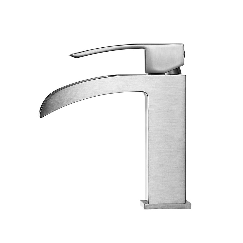 Vinnova Liberty Single-Handle Basin Bathroom Faucet Satin Nickel Finish Side View