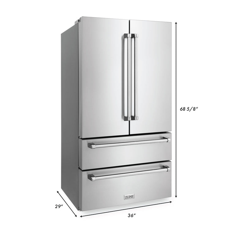 ZLINE 4-Piece Appliance Package - 30 In. Rangetop, Range Hood, Refrigerator, and Double Wall Oven in Stainless Steel - 4KPR-RTRH30-AWS
