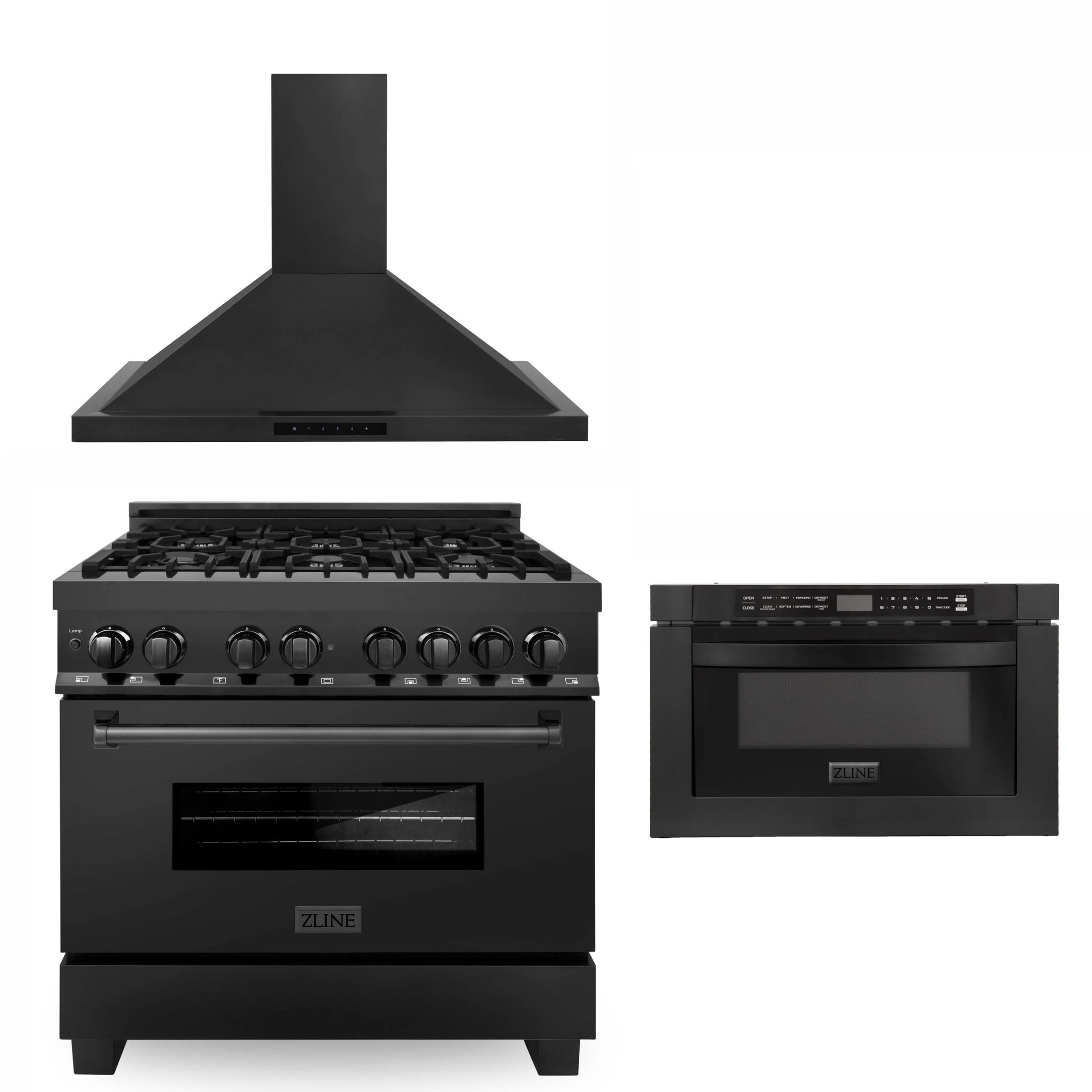 ZLINE Appliance Package 36" Kitchen Package with Black Stainless Ste