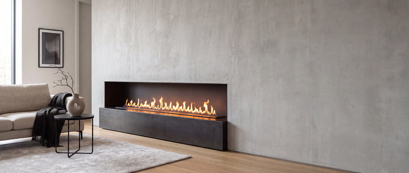 Electric fireplaces — modern linear flame in a sleek apartment