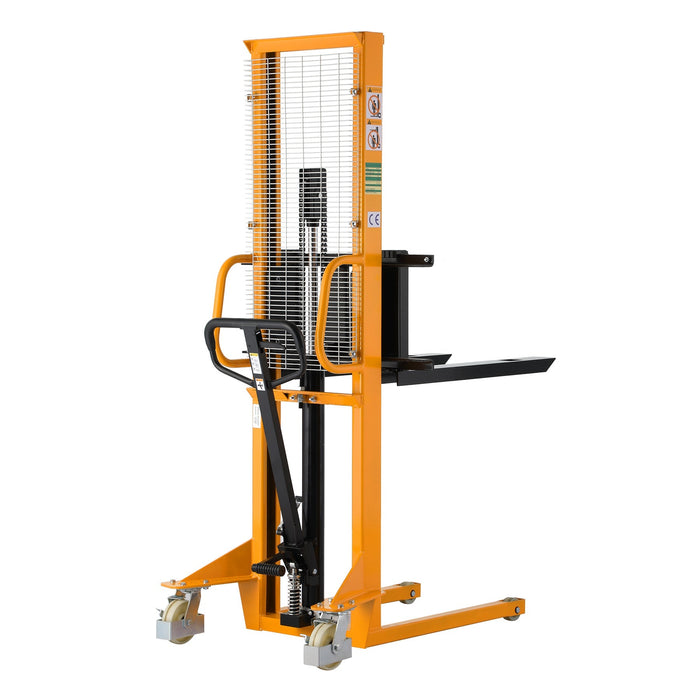 ApolloLift Manual Pallet Stacker Adjustable Forks 1100 lbs Cap. 63" Lift Height - A-3002