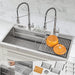 FORNO ACQUA 45 in. Drop-In/Undermount 3-Level Workstation Sink with Two Faucets & Glass Rinser