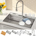 FORNO ACQUA 33 in. Drop-In/Undermount 3-Level MultiSINK Workstation Sink with Waterfall Faucet & Glass Rinser