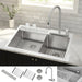 FORNO ACQUA 33 in. Drop-In/Undermount 40/60 Double Bowl Stainless Steel Sink with Waterfall Faucet