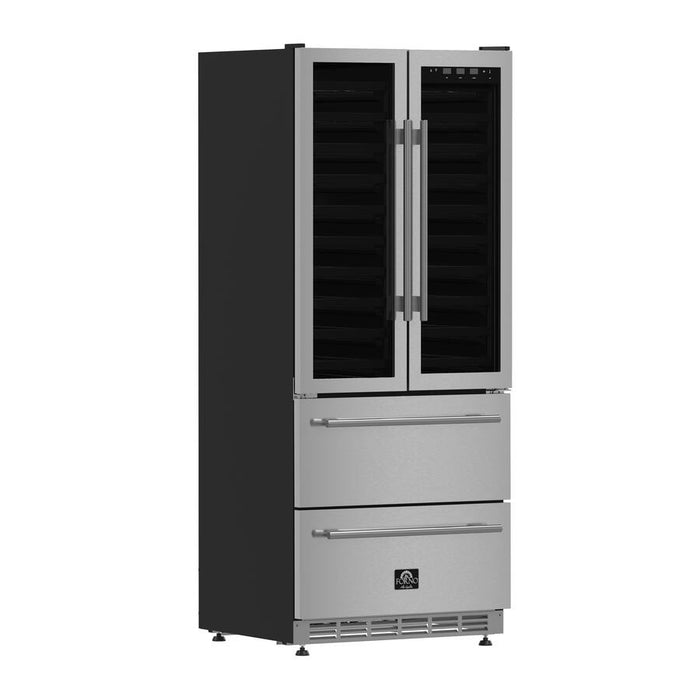 Forno Campania 32 in Triple Zone Wine Cooler 120-Bottle Stainless - FWCDR6635-32S