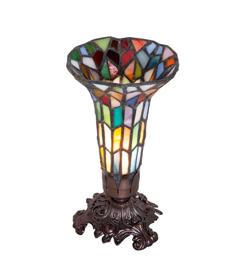 Meyda 8" High Stained Glass Pond Lily Victorian Accent Lamp - 10225