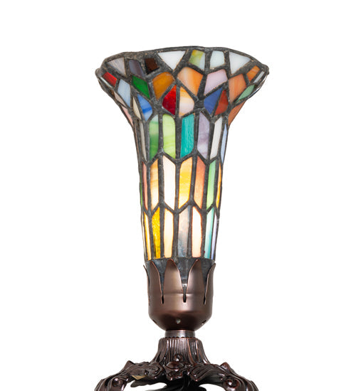 Meyda 8" High Stained Glass Pond Lily Victorian Accent Lamp - 10225