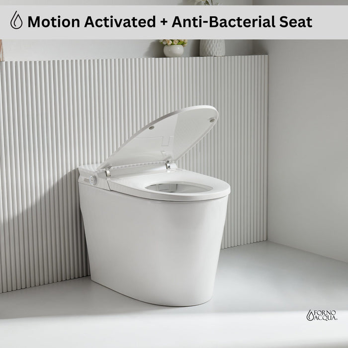 FORNO ACQUA Luxurious Smart Toilet. Includes Auto Flush, Auto Lid, Powerful Flush, sleek tankless design Ideal for Powder Rooms.