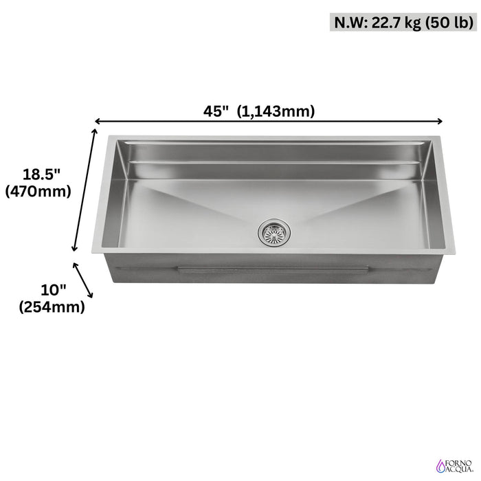 FORNO ACQUA 45 in. Undermount 3-Level Workstation MultiSINK with Custom-Fit Accessories