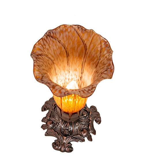 Meyda 8" High Amber Pond Lily Victorian Mini Lamp '11244
