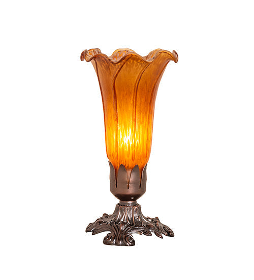 Meyda 8" High Amber Pond Lily Victorian Mini Lamp '11244