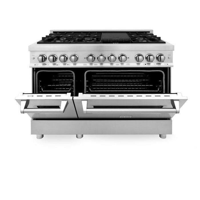 ZLINE 48 in. 6.0 cu. ft. Legacy Dual Fuel Range with 7 Burner Gas Cooktop and 2 Electric Ovens in Stainless Steel (RA48)
