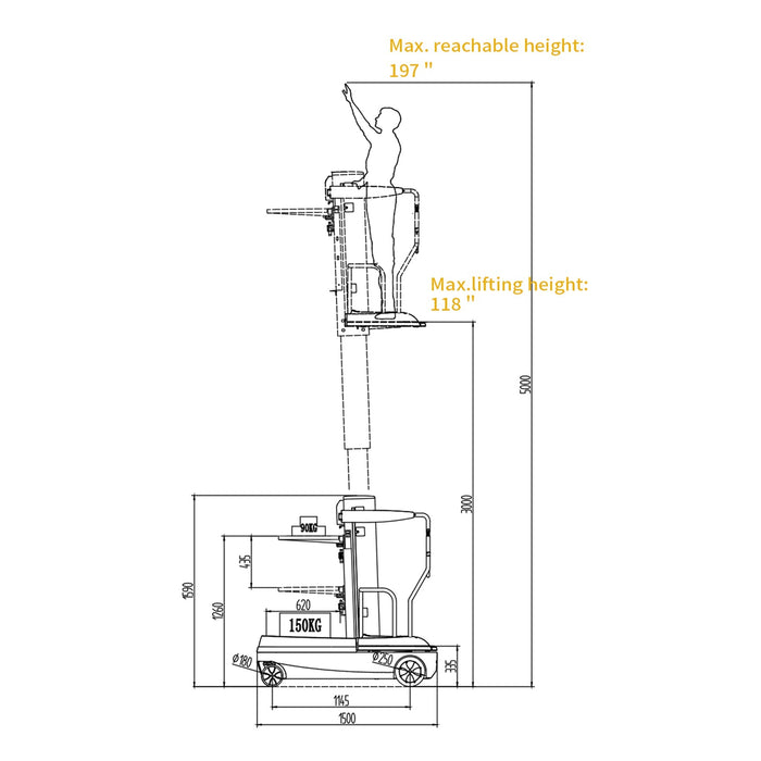 ApolloLift Fully Electric Mini Order Picker with Load Tray 200lbs. Capacity Local Pick-Up - A-5001