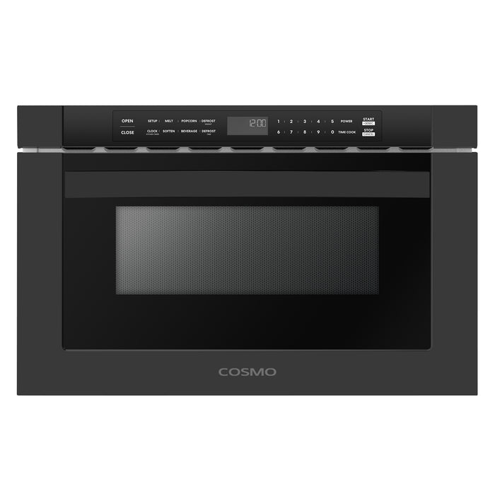 Cosmo 24 in. Haven Collection 1.2 cu. ft. Built-in Microwave Drawer, 1000W, Touch Controls, Defrosting Rack in Matte Black - COS-12MWDBK