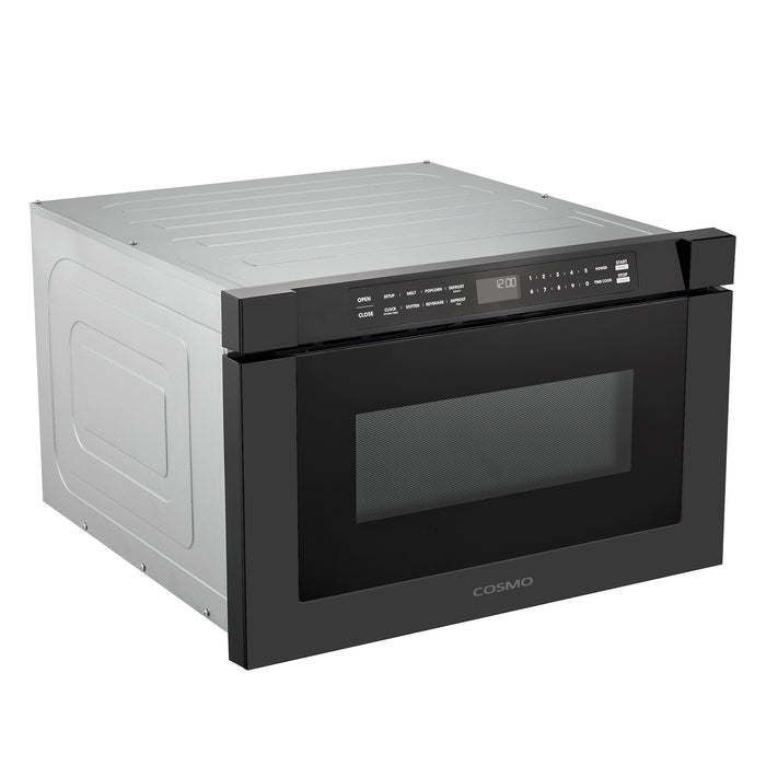 Cosmo 24 in. Haven Collection 1.2 cu. ft. Built-in Microwave Drawer, 1000W, Touch Controls, Defrosting Rack in Matte Black - COS-12MWDBK-NH