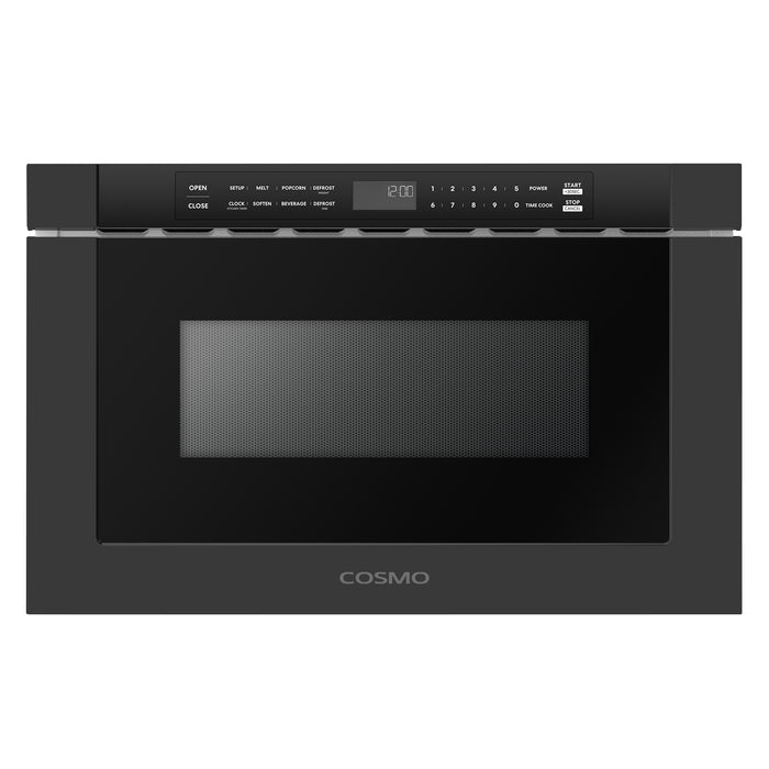Cosmo 24 in. Haven Collection 1.2 cu. ft. Built-in Microwave Drawer, 1000W, Touch Controls, Defrosting Rack in Matte Black - COS-12MWDBK-NH
