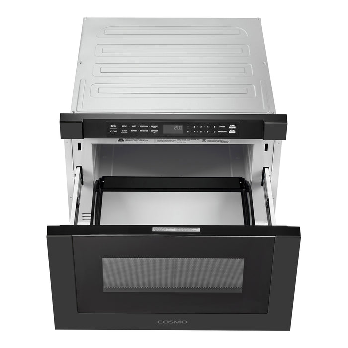 Cosmo 24 in. Haven Collection 1.2 cu. ft. Built-in Microwave Drawer, 1000W, Touch Controls, Defrosting Rack in Matte Black - COS-12MWDBK-NH