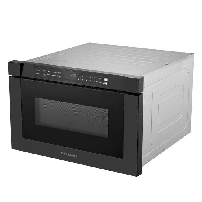 Cosmo 24 in. Haven Collection 1.2 cu. ft. Built-in Microwave Drawer, 1000W, Touch Controls, Defrosting Rack in Matte Black - COS-12MWDBK-NH