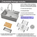 FORNO ACQUA 33 in. Drop-In/Undermount 3 Level Workstation Sink with Faucet, Waterfall & Glass Rinser