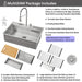 FORNO ACQUA 33 in. Drop-In/Undermount 3-Level Workstation Sink with Faucet, Waterfall & Glass Rinser