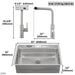 FORNO ACQUA 33 in. Drop-In/Undermount 3-Level Workstation Sink with Waterfall Faucet & Glass Rinser