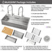 FORNO ACQUA 45 in. Drop-In/Undermount 3-Level Workstation Sink with Two Faucets & Glass Rinser