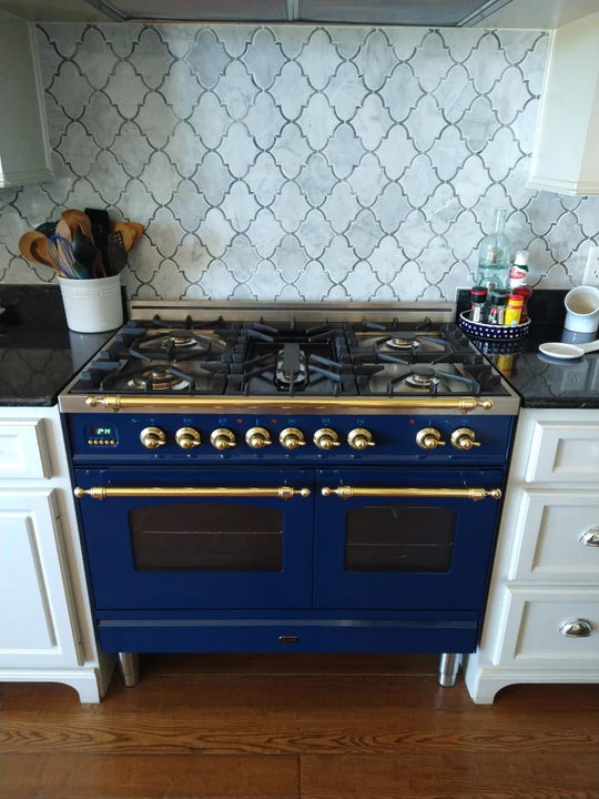 ILVE Majestic II 48 Inch Dual Fuel Range, Double Oven, 8 Burners & Griddle UM12FDNS3
