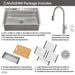 FORNO ACQUA 33 in. Drop-In/Undermount 3-Level Workstation with Retractable Faucet & Glass Rinser