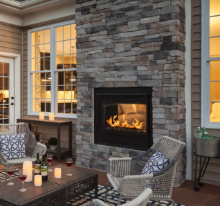 Majestic Twilight Modern 36" Indoor/Outdoor See-Through Gas Fireplace contemporary