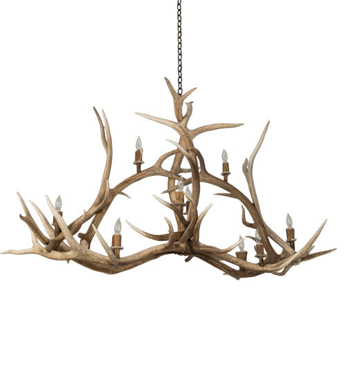 Meyda 66.5" Long Antlers Elk 10 Light Oblong Chandelier- 200467