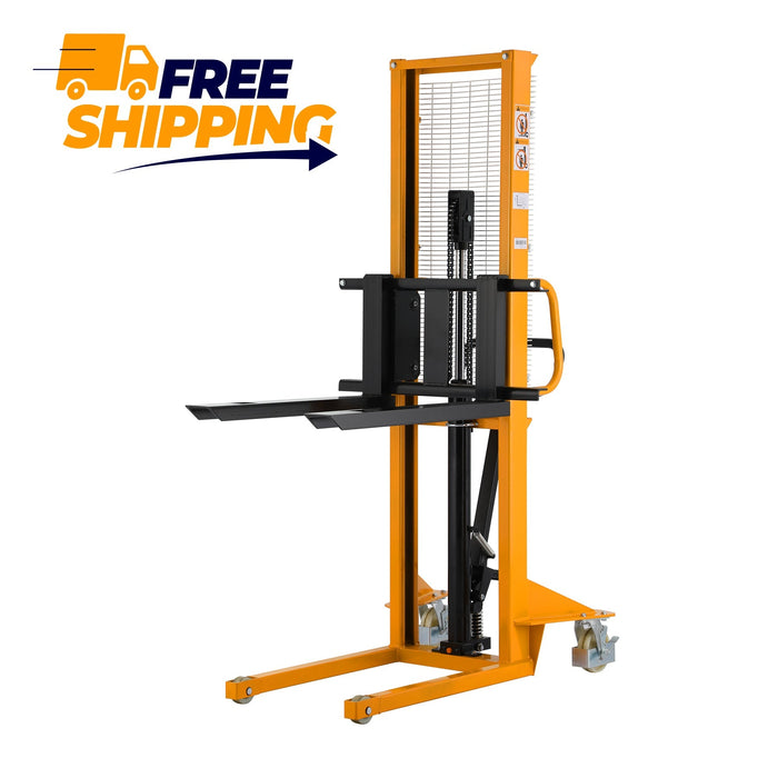 ApolloLift Manual Pallet Stacker Adjustable Forks 1100 lbs Cap. 63" Lift Height - A-3002