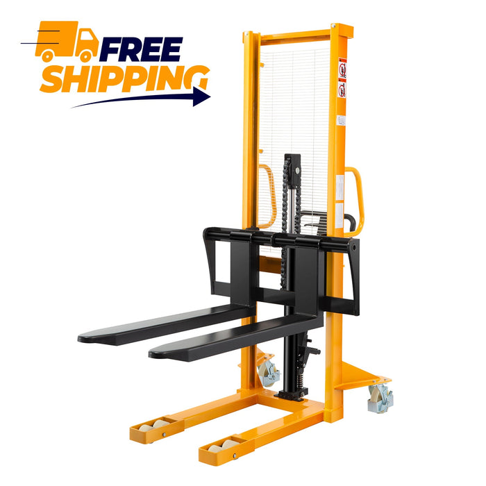 ApolloLift Manual Hydraulic Stacker Pallet Stacker Adjustable Forks 2200 lbs - A-3003