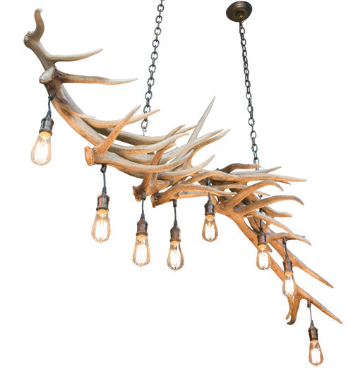 Meyda 69" Long Antlers Elk 8 Light Oblong Chandelier- 212262