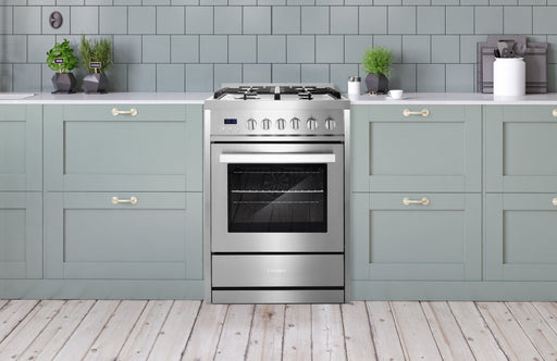 Cosmo 24 in. 2.73 cu. ft. Single Oven Gas Range with 4 Burner Cooktop and Heavy Duty Cast Iron Grates in Stainless Steel - COS-244AGC