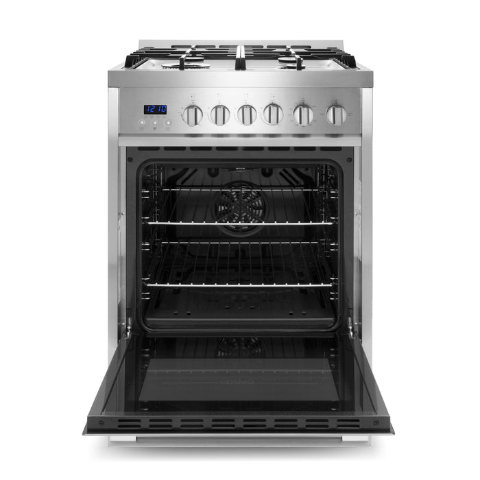Cosmo 24 in. 2.73 cu. ft. Single Oven Gas Range with 4 Burner Cooktop and Heavy Duty Cast Iron Grates in Stainless Steel - COS-244AGC