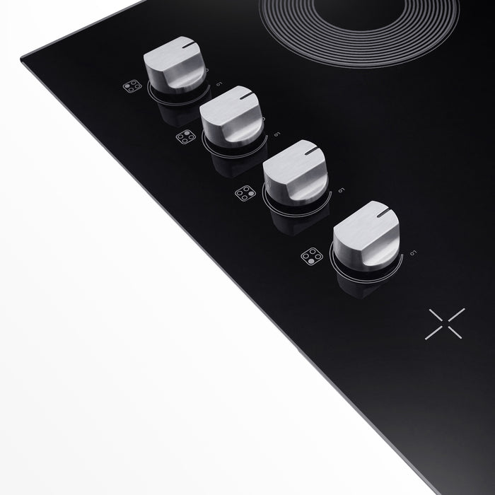 Cosmo 24 in. Electric Ceramic Glass Cooktop with 4 Elements, Dual Zone Element, Hot Surface Indicator Light and Control Knobs - COS-244ECC