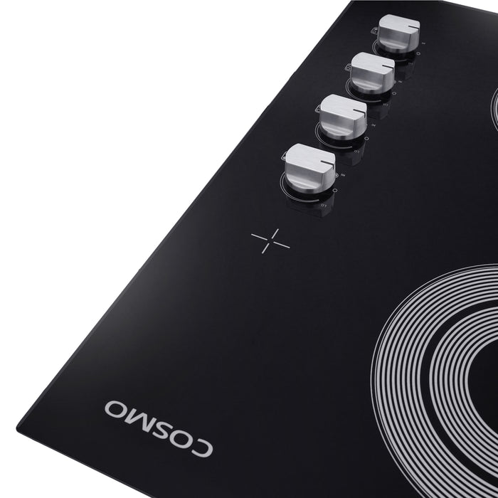 Cosmo 24 in. Electric Ceramic Glass Cooktop with 4 Elements, Dual Zone Element, Hot Surface Indicator Light and Control Knobs - COS-244ECC