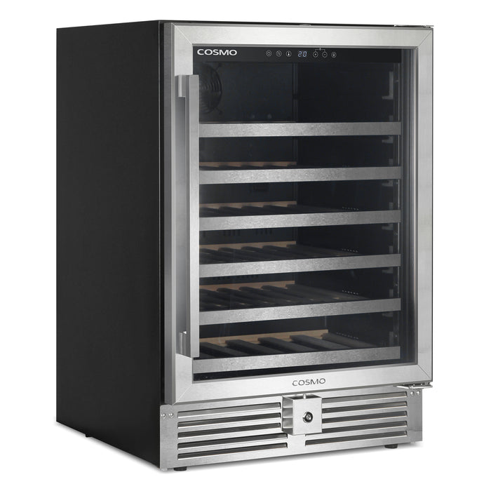Cosmo 48-Bottle Stainless Steel 24 in. Single Zone Compressor Wine Cooler - COS-24BIWCS