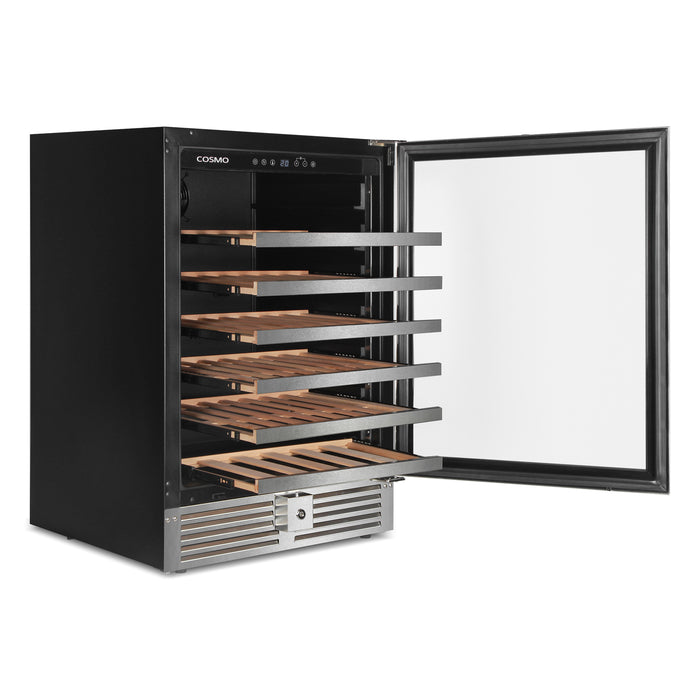 Cosmo 48-Bottle Stainless Steel 24 in. Single Zone Compressor Wine Cooler - COS-24BIWCS