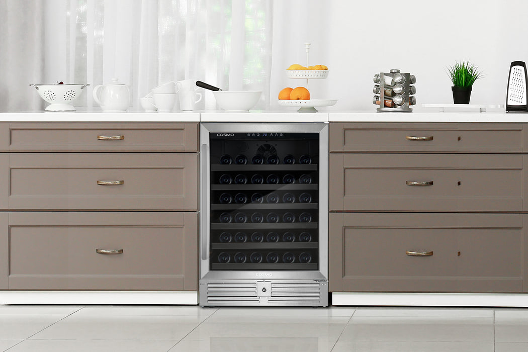 Cosmo 48-Bottle Stainless Steel 24 in. Single Zone Compressor Wine Cooler - COS-24BIWCS
