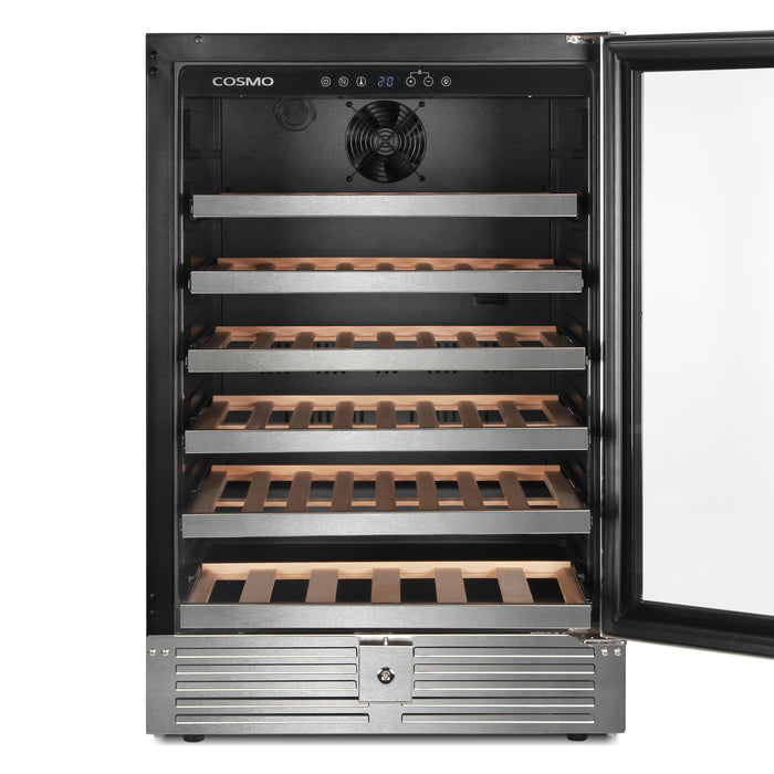 Cosmo 48-Bottle Stainless Steel 24 in. Single Zone Compressor Wine Cooler - COS-24BIWCS
